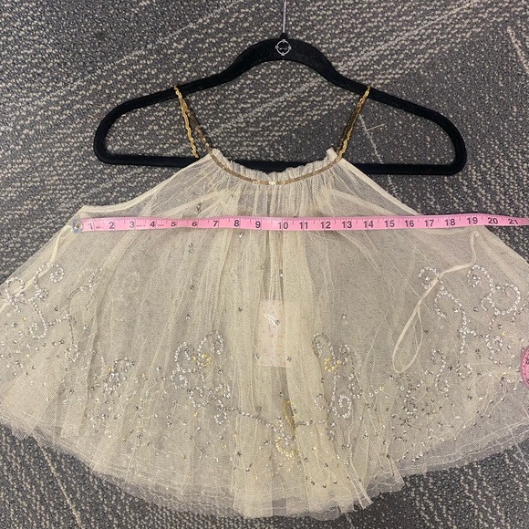 NWT Free People Cream Mesh Sequin Sparkle Swing Tank - Picture 8 of 13